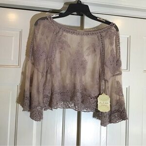NWT Altar'd State Sheer Lace Blouse Sz S Boho Bell Sleeve Fairy Feminine Cottage
